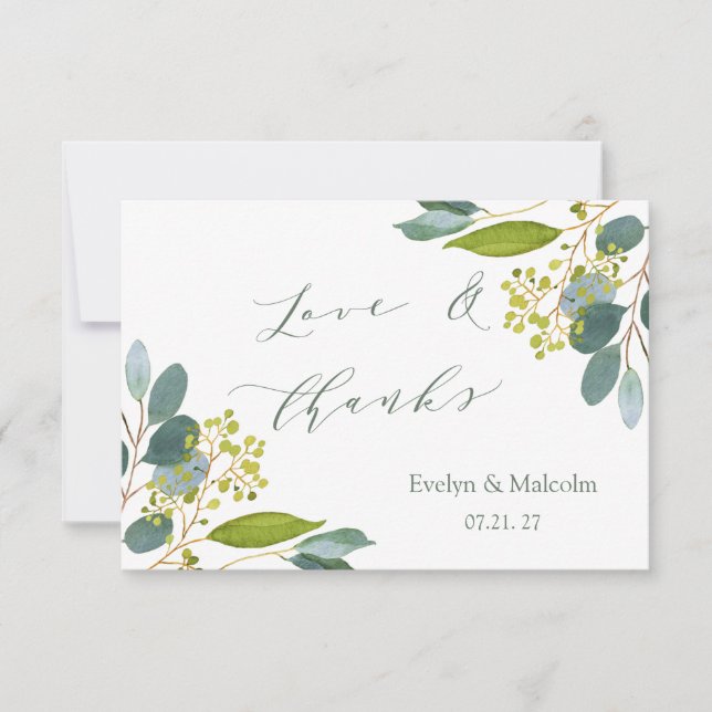 Tarjeta De Agradecimiento vegetación boda, eucalipto (Anverso)