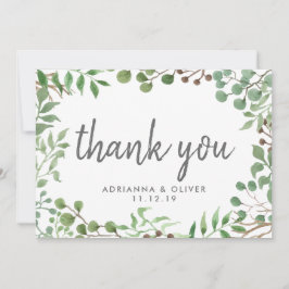 Tarjeta De Agradecimiento Vegetación botánica | Hoja | Boda Gracias