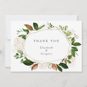 Tarjeta De Agradecimiento Vegetación de color de agua Foliage Marco geométri