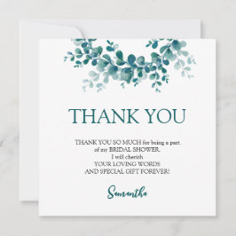 Tarjeta De Agradecimiento Vegetación de eucalipto minimalista Ducha de novia