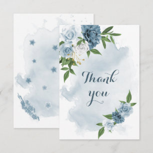 Tarjeta De Agradecimiento vegetación de flores azules y blancas