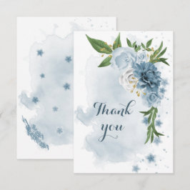 Tarjeta De Agradecimiento vegetación de flores azules y blancas