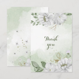 Tarjeta De Agradecimiento vegetación de flores blancas