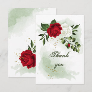 Tarjeta De Agradecimiento vegetación de flores rojas y blancas