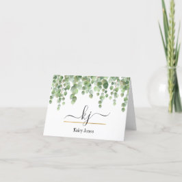 Tarjeta De Agradecimiento Vegetación de guiones de monograma | Desde El Escr