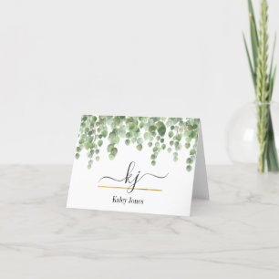 Tarjeta De Agradecimiento Vegetación de guiones de monograma Desde El Escr
