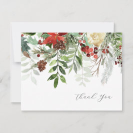 Tarjeta De Agradecimiento Vegetación Floral de color de agua de invierno Gra