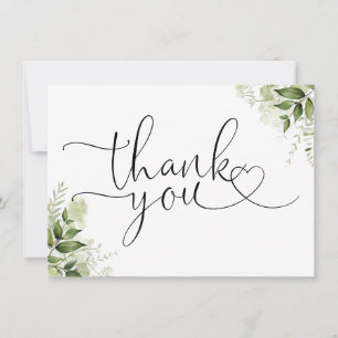 Tarjeta De Agradecimiento Vegetación Floral Elegante guión Corazón