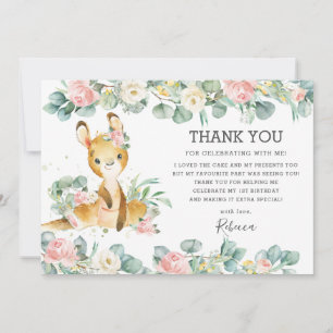Tarjeta De Agradecimiento Vegetación floral rosa Chica canguro