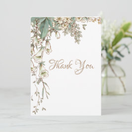 Tarjeta De Agradecimiento Vegetación Floral Vidrio Elegante Boda