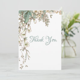 Tarjeta De Agradecimiento Vegetación Floral Vidrio Elegante Boda