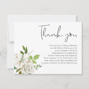 Tarjeta De Agradecimiento Vegetación Funeral Floral de acuarela