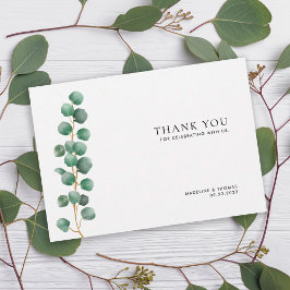 Tarjeta De Agradecimiento Vegetación minimalista de color de agua deja Boda