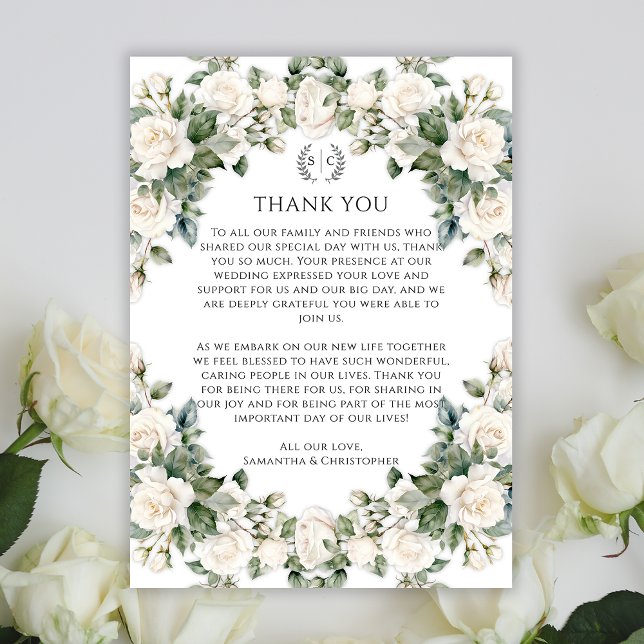 Tarjeta De Agradecimiento Vegetación y Rosas de bodas de jardín gracias (Subido por el creador)
