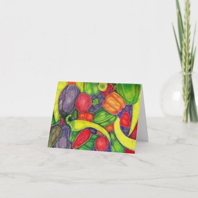 Tarjeta De Agradecimiento  "Veggies" Acuarela de Patricia Merewether      (Anverso)