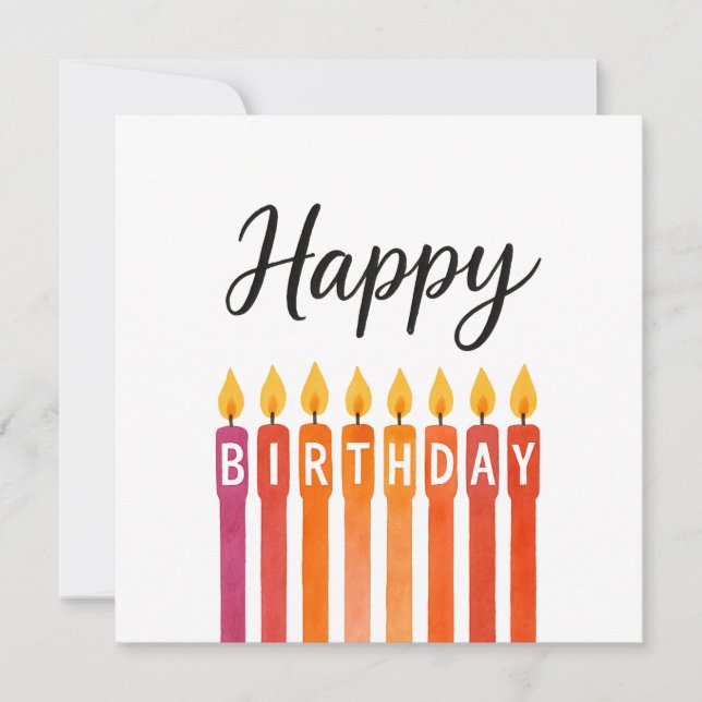 Tarjeta De Agradecimiento Vela de cumpleaños colorida - cumpleaños feliz (Anverso)
