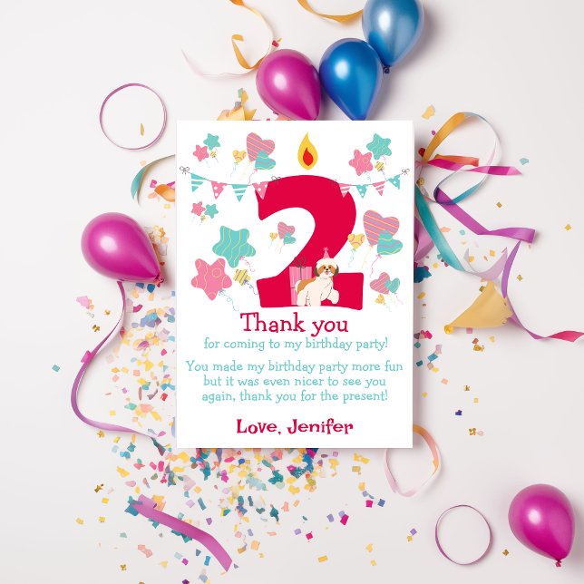 Tarjeta De Agradecimiento Vela en forma de número rojo dos Cumpleaños (Subido por el creador)