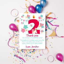 Tarjeta De Agradecimiento Vela en forma de número rojo dos Cumpleaños