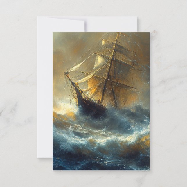 Tarjeta De Agradecimiento Vela en pintura de tormentas (Anverso)