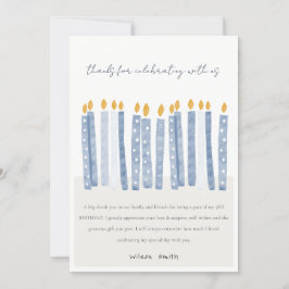 Tarjeta De Agradecimiento Velas de cumpleaños de acuarela azul pastel suave 