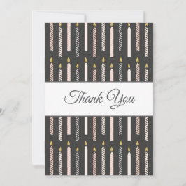 Tarjeta De Agradecimiento Velas de cumpleaños grises y rosas