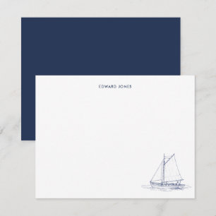 Tarjeta De Agradecimiento Velero azul y blanco Yate 