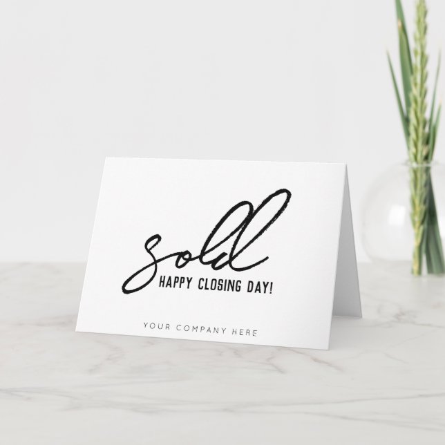 Tarjeta De Agradecimiento Vender Feliz Día de Cierre Inmobiliario (Anverso)