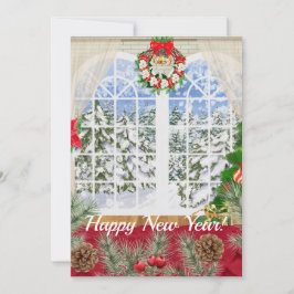 Tarjeta De Agradecimiento Ventana Feliz Año Nuevo