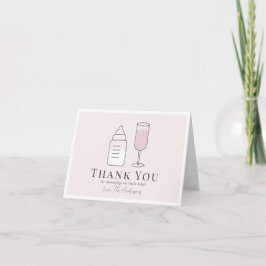 Tarjeta De Agradecimiento Ver Baby Shower rosa de la botella de champán