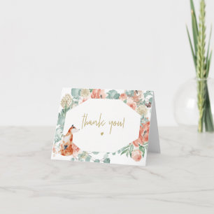Tarjeta De Agradecimiento VERA Eucalipto Verde & Floral Terracota Zorro