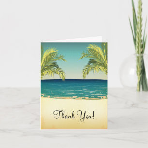 Tarjeta De Agradecimiento Verano Beach y Palm Trees Boda Gracias