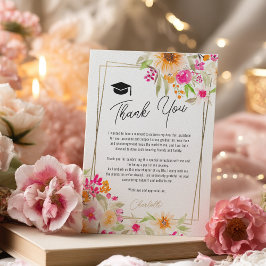 Tarjeta De Agradecimiento Verano jardín de oro floral graduación de foto de 