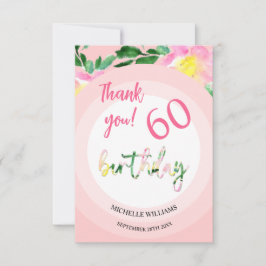 Tarjeta De Agradecimiento Verano Tropical De Color Floral Rosa