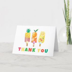 Tarjeta De Agradecimiento Verano Tropical Fruit Cream Pop Baby Shower