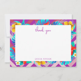 Tarjeta De Agradecimiento Verano Tropical Retro Bridal Shower Fuchsia