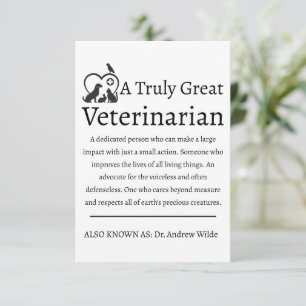 Tarjeta De Agradecimiento Verdaderamente Gran Veterinario Veterinario 