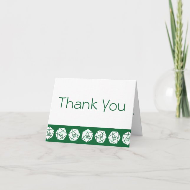 Tarjeta de agradecimiento verde a la Moda de mesa (Anverso)