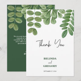 Tarjeta De Agradecimiento Verde acuático moderno Boda verde esmeralda