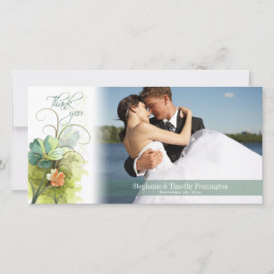 Tarjeta De Agradecimiento verde azul verde azulado + melocotón boda floral g