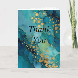 Tarjeta de agradecimiento verde azulada, turquesa 