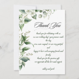 Tarjeta de agradecimiento verde botánico elegante
