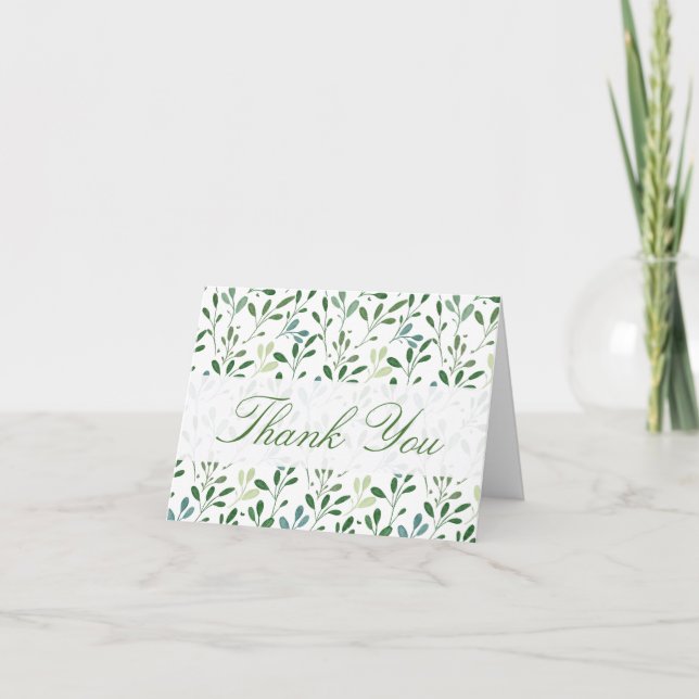 Tarjeta De Agradecimiento Verde Botánico Eucalipto (Anverso)