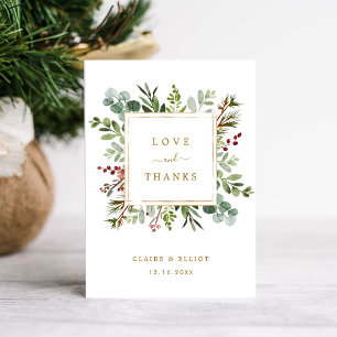 Tarjeta De Agradecimiento Verde botánico Navidad Bodas de oro