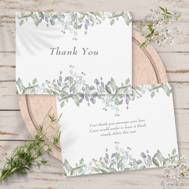 Tarjeta De Agradecimiento Verde campestre de salvia y lila (Sage and Lilac Country Greenery Thank You Card)