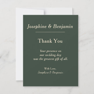 Tarjeta de agradecimiento verde cazador minimalist