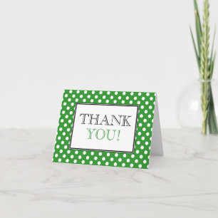 Tarjeta de agradecimiento verde con lunares blanco