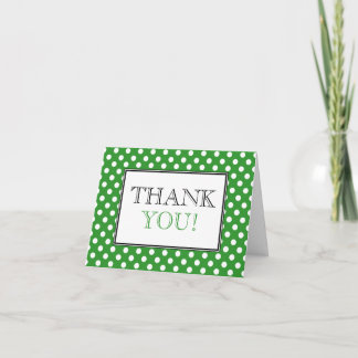 Tarjeta de agradecimiento verde con lunares blanco