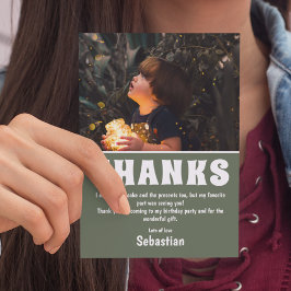Tarjeta de agradecimiento verde de cumpleaños con