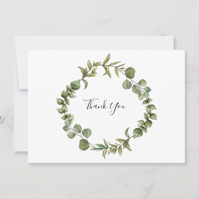 Tarjeta De Agradecimiento Verde de eucalipto de bosque Gracias (Anverso)