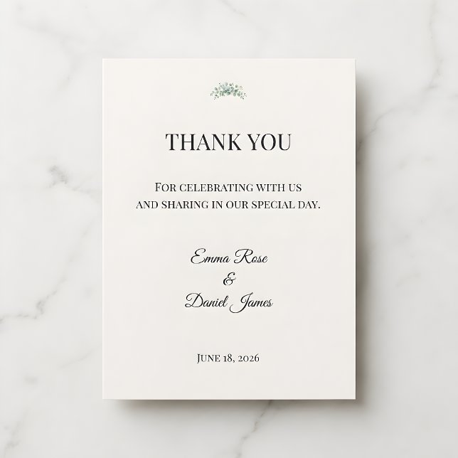 Tarjeta De Agradecimiento Verde de eucalipto de lujo (Eucalyptus wedding themed thank you card)